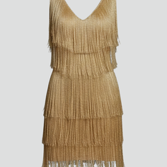 Women's Mini Dress | V Neckline Sleeveless Fringe
