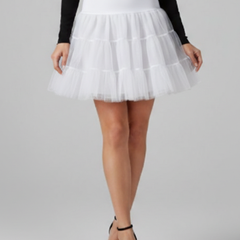 Women's Mini Skirt | Tiered Mesh Elastic Waist Above Knee