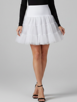Women's Mini Skirt | Tiered Mesh Elastic Waist Above Knee