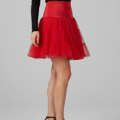 Women's Mini Skirt | Tiered Mesh Elastic Waist Above Knee