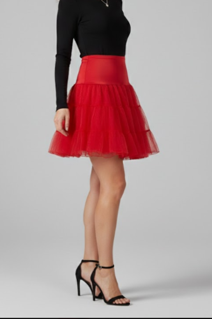 Women's Mini Skirt | Tiered Mesh Elastic Waist Above Knee