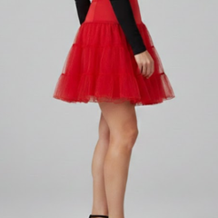 Women's Mini Skirt | Tiered Mesh Elastic Waist Above Knee