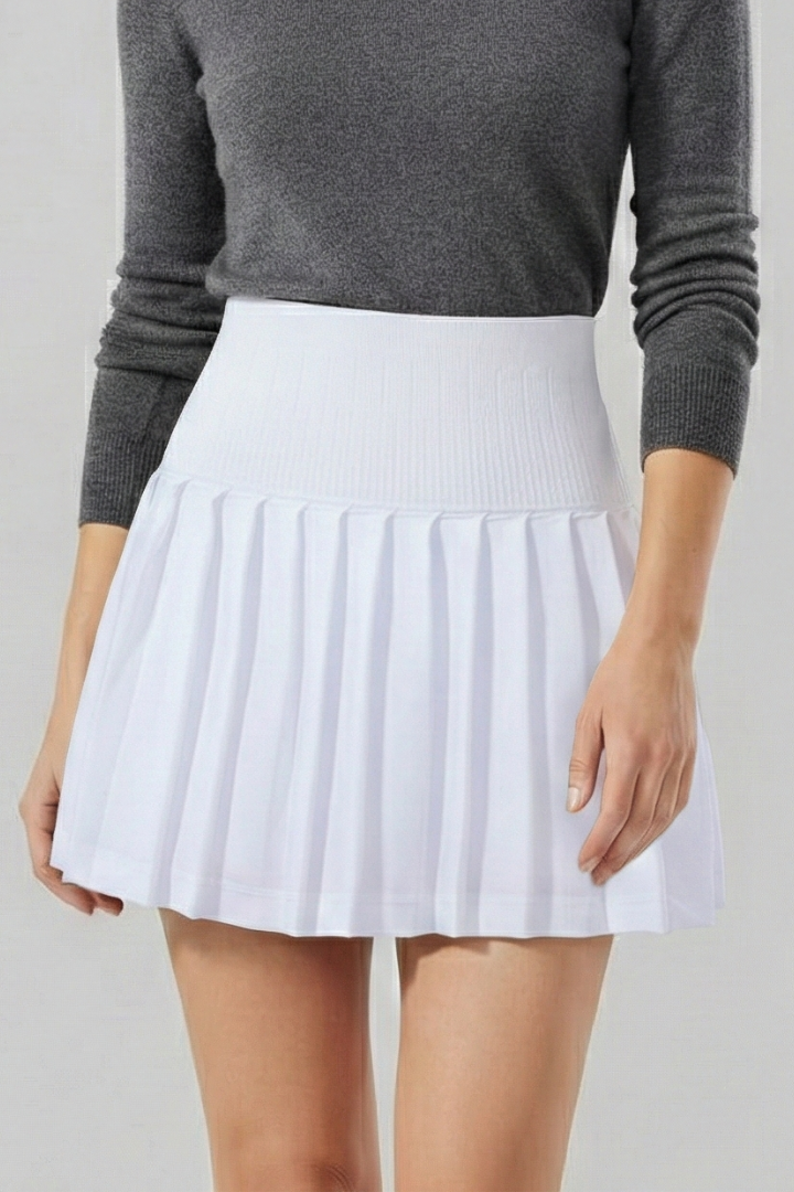 Women's Mini Skirt | Pleated A-Line High Waist Knit