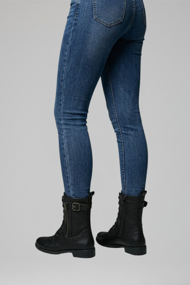Women's Fur Boots | Lace-Up Rounded Toe Flat Heel Leather