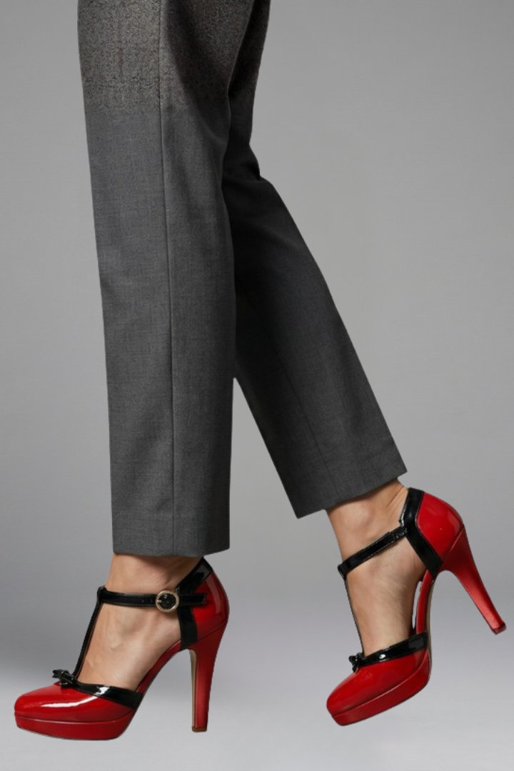 Women's High Heels | Round Toe T Strap Platform Patent