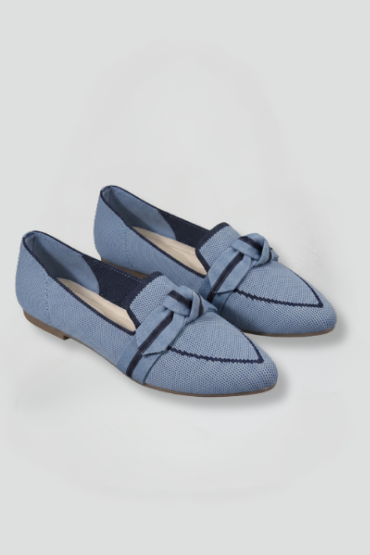 Women's Slip On Loafers | Pointed Toe Knit Knotted Strap Flat Sole