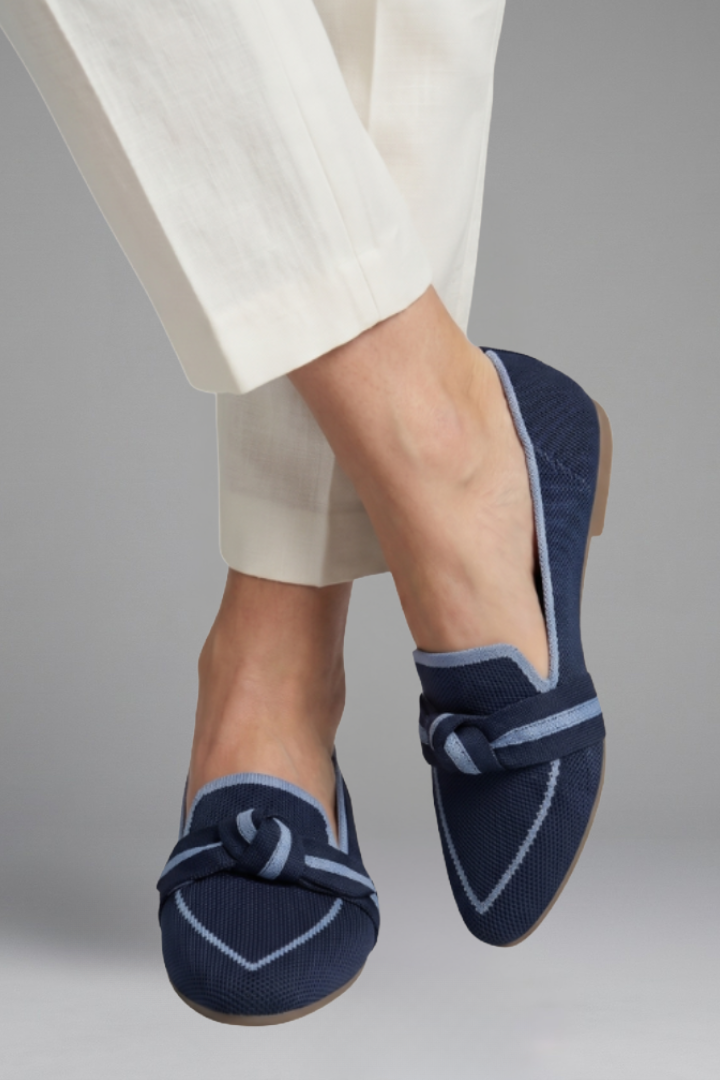 Women's Slip On Loafers | Pointed Toe Knit Knotted Strap Flat Sole