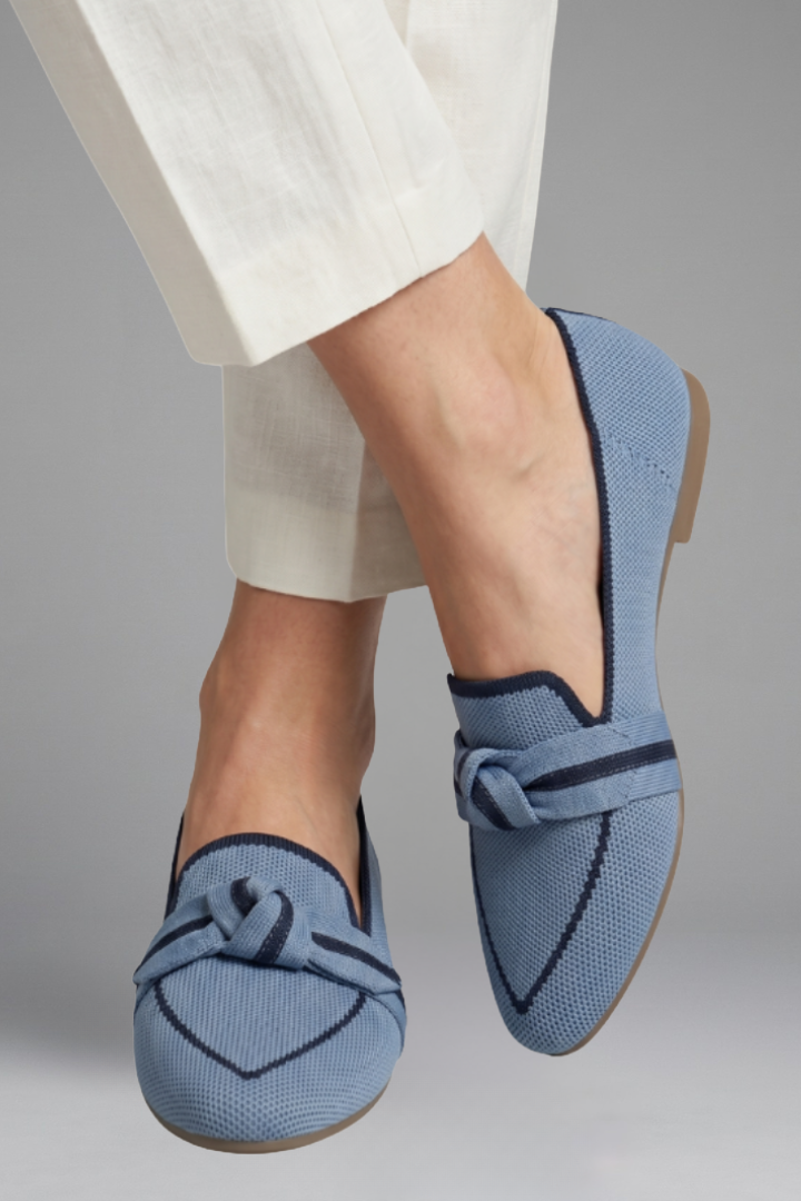 Women's Slip On Loafers | Pointed Toe Knit Knotted Strap Flat Sole