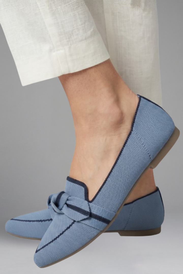 Women's Slip On Loafers | Pointed Toe Knit Knotted Strap Flat Sole