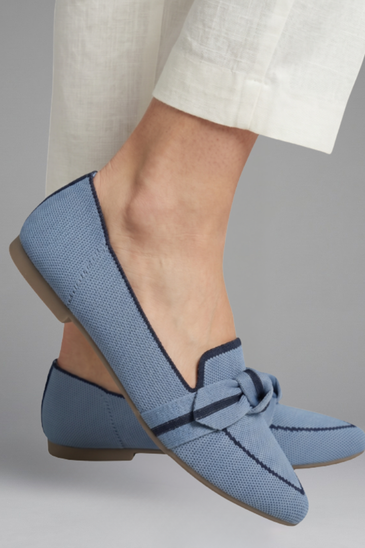Women's Slip On Loafers | Pointed Toe Knit Knotted Strap Flat Sole