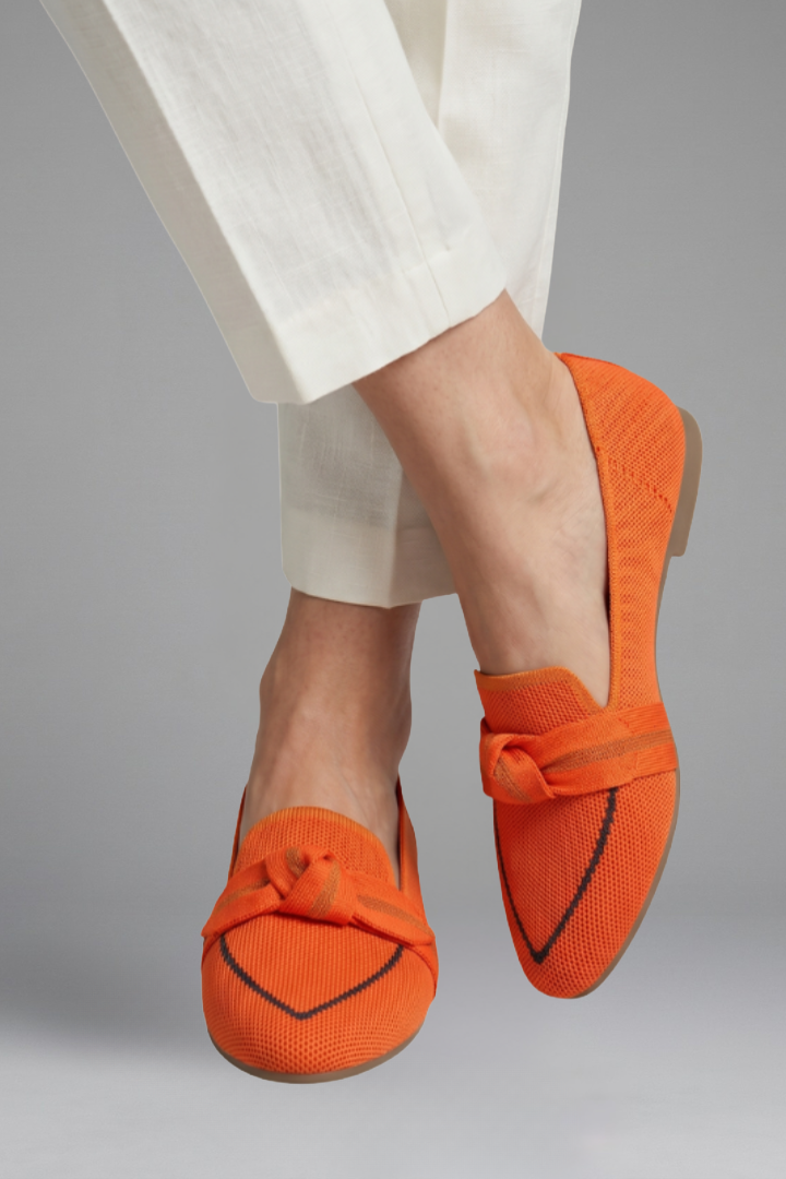 Women's Slip On Loafers | Pointed Toe Knit Knotted Strap Flat Sole