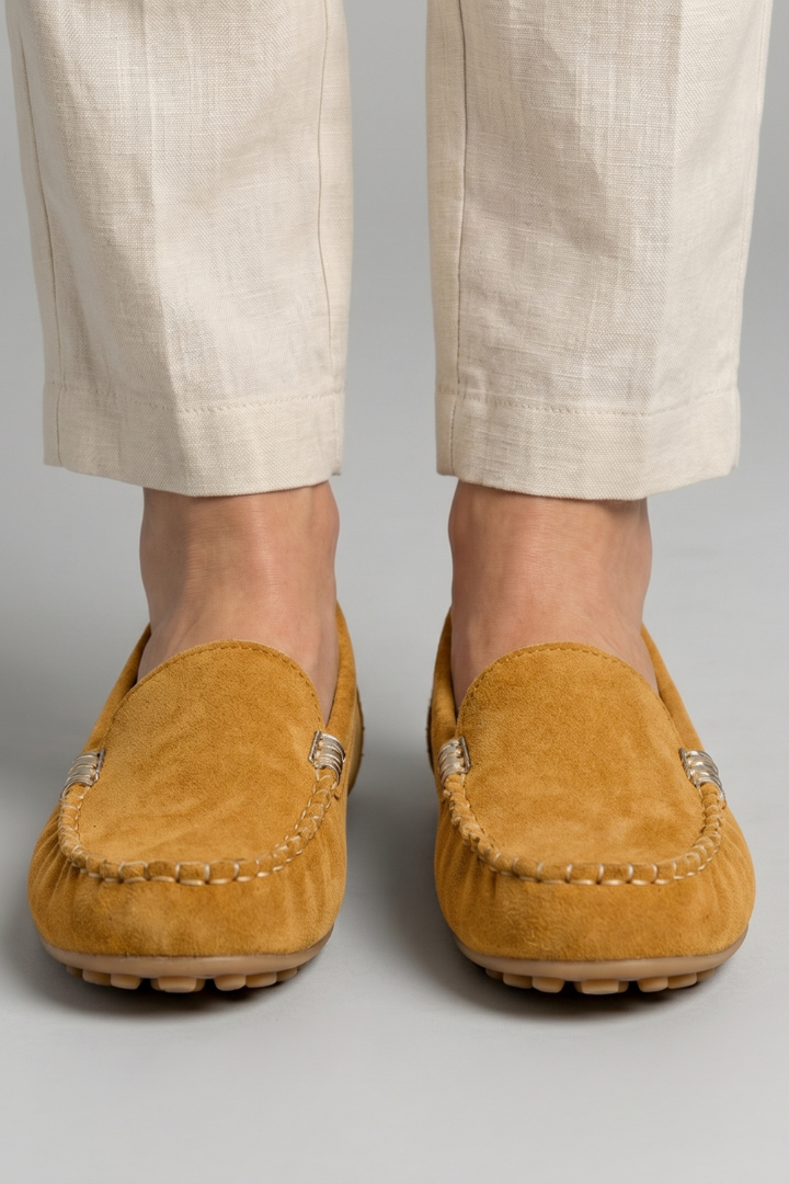 Women's Slip On Loafers | Rounded Toe Suede Flat Sole