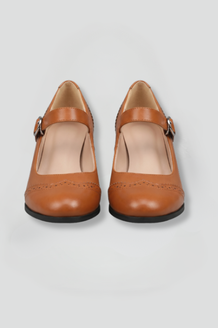 Women's Mary Jane Shoe | Round Toe Block Heel Buckle Strap