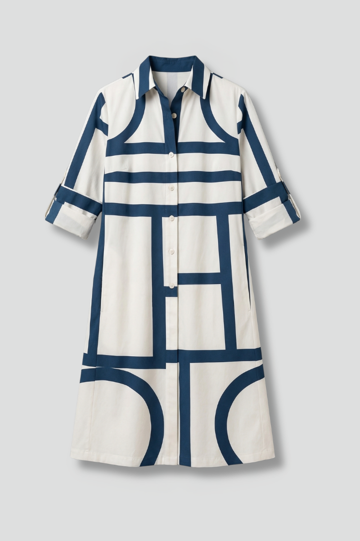 Women's Shirt Dress | Collar Neckline Button Closure Midi