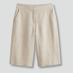 Women's Bermuda Shorts | Elastic Waist Knee Length Linen
