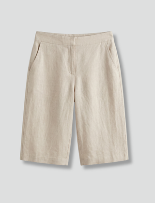Women's Bermuda Shorts | Elastic Waist Knee Length Linen