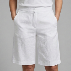 Women's Bermuda Shorts | Elastic Waist Knee Length Linen