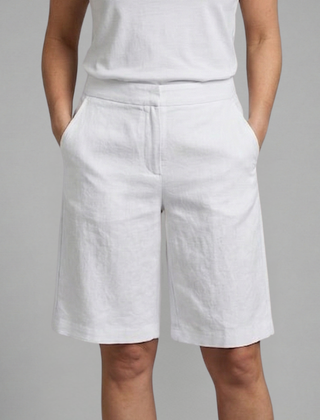Women's Bermuda Shorts | Elastic Waist Knee Length Linen