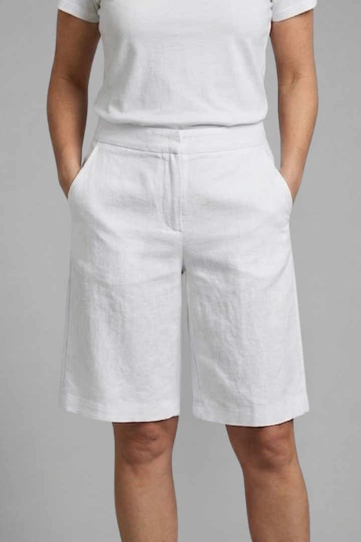 Women's Bermuda Shorts | Elastic Waist Knee Length Linen