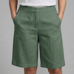 Women's Bermuda Shorts | Elastic Waist Knee Length Linen