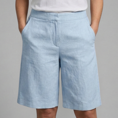 Women's Bermuda Shorts | Elastic Waist Knee Length Linen
