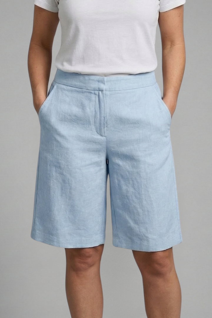 Women's Bermuda Shorts | Elastic Waist Knee Length Linen