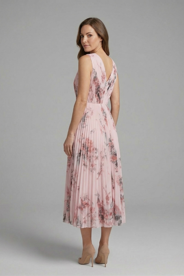 Women's Skirt | Midi Length Pleated V-Neck Sleeveless