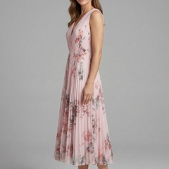 Women's Skirt | Midi Length Pleated V-Neck Sleeveless