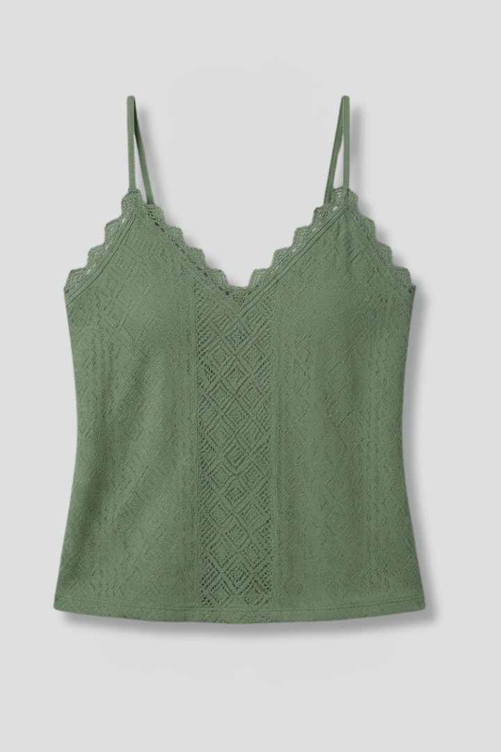 Women's Sleeveless Top | V Neckline Lace Detail Straps