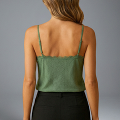 Women's Lace Cami | V Neck Sleeveless Knit Straight Fit