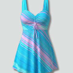 Women's Tankini | V-Neck Sleeveless Ruched Flared