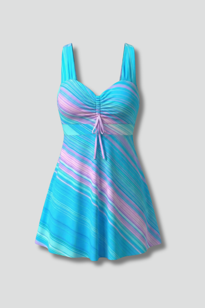 Women's Tankini | V-Neck Sleeveless Ruched Flared