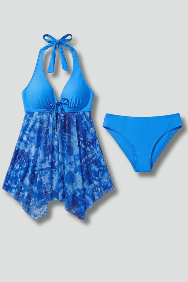 Women's Tankini | Halter Neck Tie Fastening Gathered Front