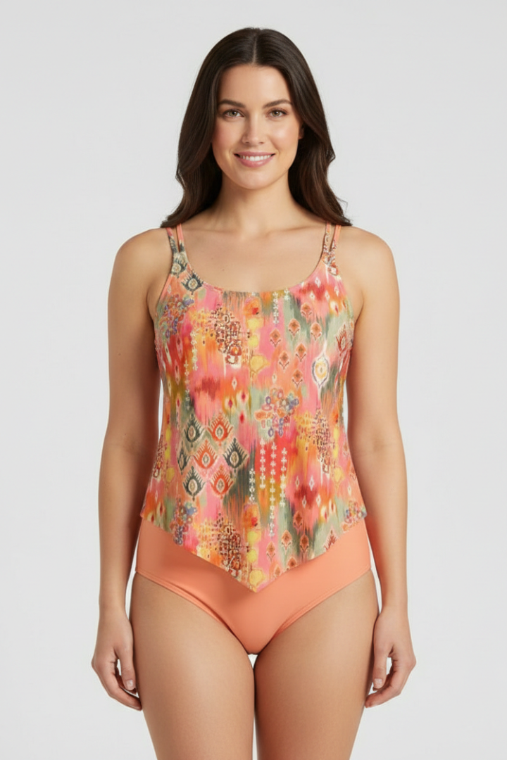 Women's Bikini | Scoop Neck Sleeveless Printed Top