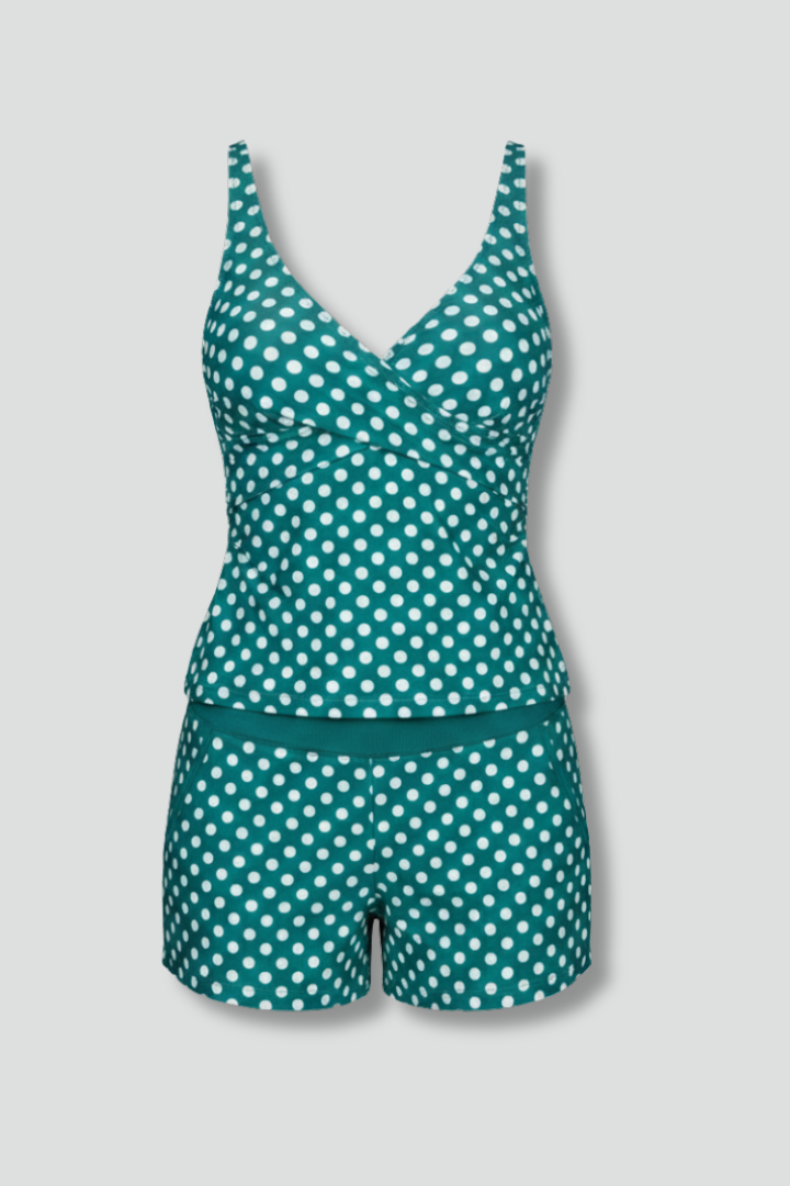 Women's Tankini | V-Neck Tank Top Polka Dot Shorts