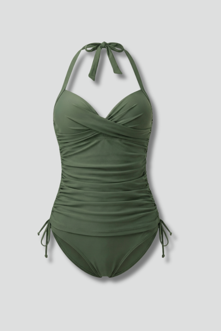 Women's Tankini | V-Neck Halter Ruched Sides