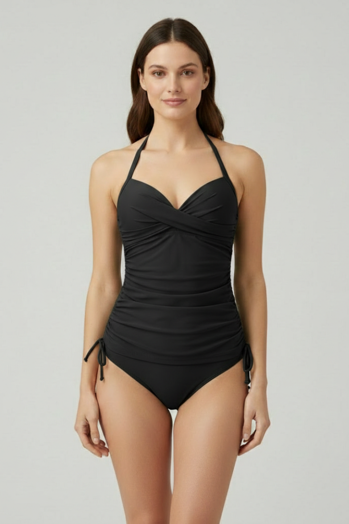 Women's Tankini | V-Neck Halter Ruched Sides