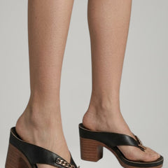 Women's Thong Heels | Platform Sole Block Heel Slip-On