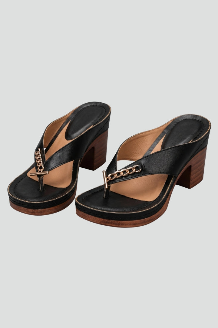 Women's Thong Heels | Platform Sole Block Heel Slip-On
