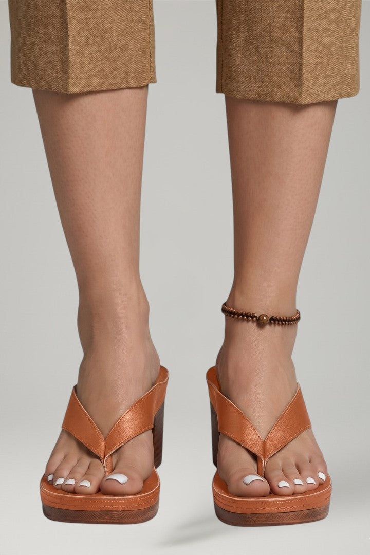 Women's Thong Heels | Platform Sole Block Heel Slip-On