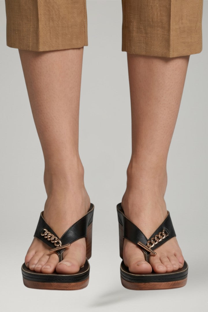 Women's Thong Heels | Platform Sole Block Heel Slip-On