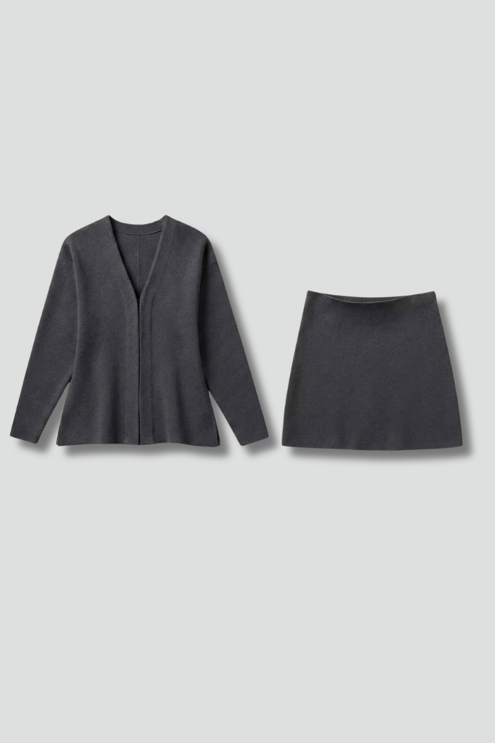 Women's Mini Skirt | Long Sleeve Button Closure Knit