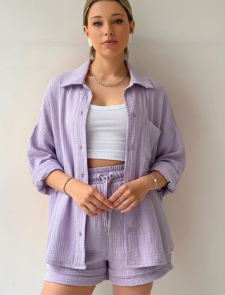 Women's Beach Shorts | Oversized Blouse Button Closure Relaxed Fit