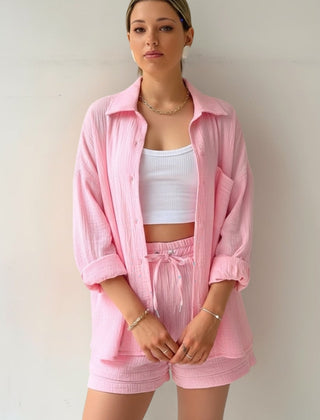 Women's Beach Shorts | Oversized Blouse Button Closure Relaxed Fit