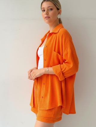 Women's Beach Shorts | Oversized Blouse Button Closure Relaxed Fit