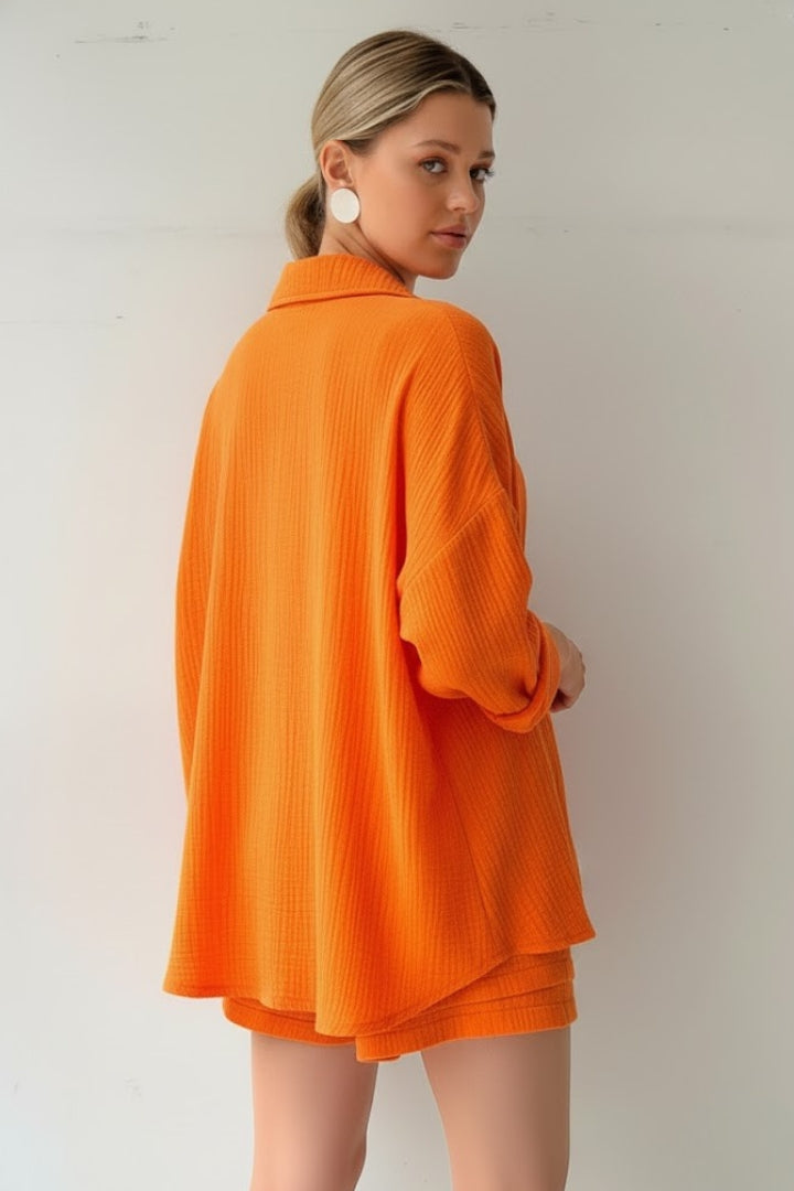 Women's Beach Shorts | Oversized Blouse Button Closure Relaxed Fit