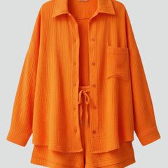 Women's Beach Shorts | Oversized Blouse Button Closure Relaxed Fit