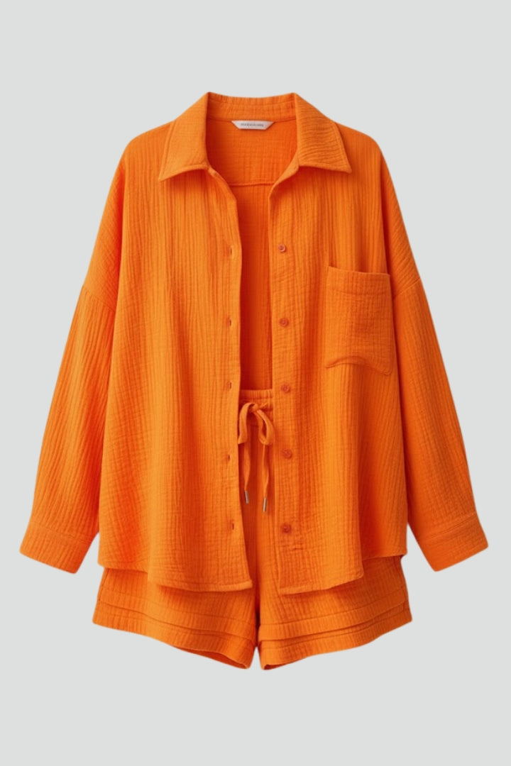 Women's Beach Shorts | Oversized Blouse Button Closure Relaxed Fit