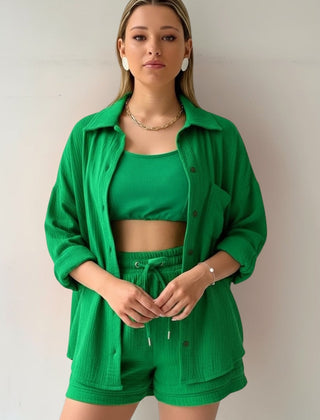 Women's Beach Shorts | Oversized Blouse Button Closure Relaxed Fit