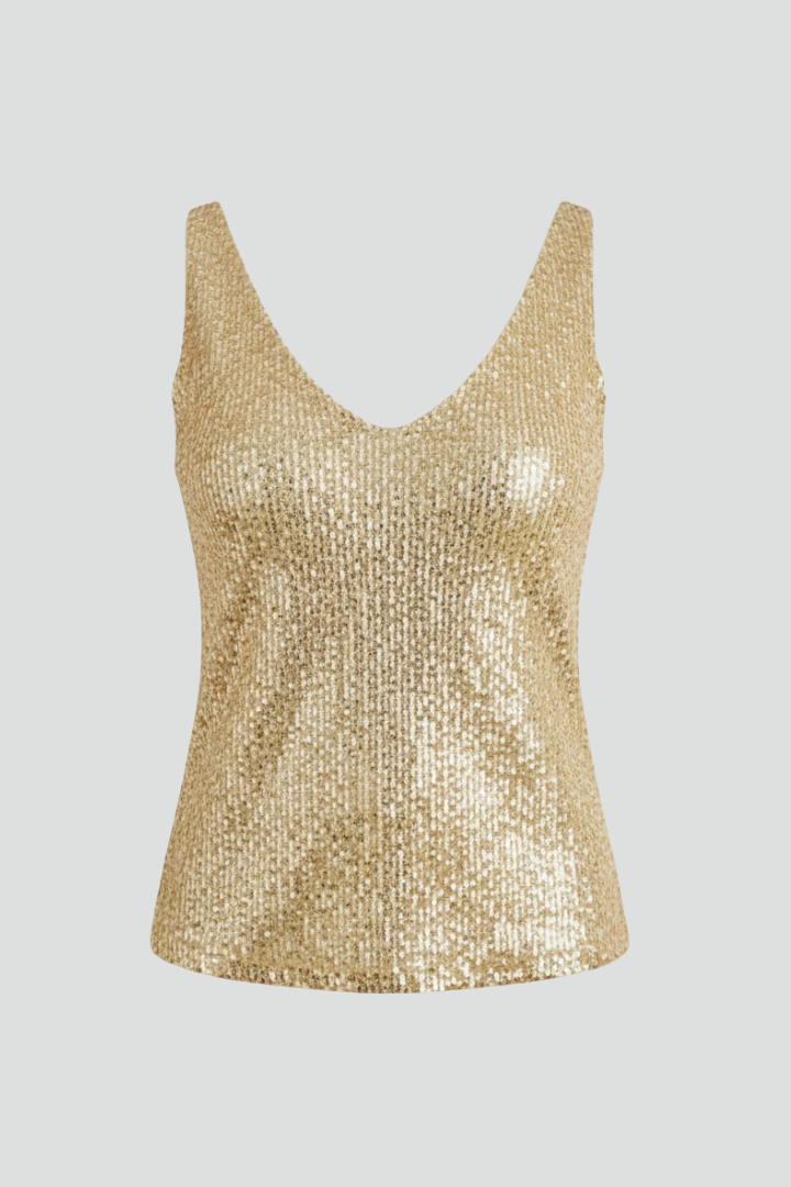 Women's Sequin Top | V-Neck Sleeveless Sequined